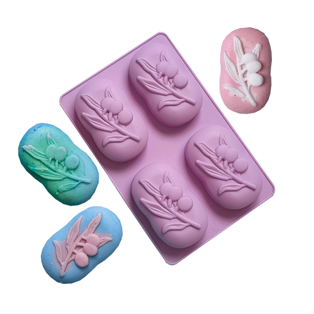 Soap Making Kit For Beginners - 4 تجاويف البيضاوي شجرة الزيتون سيليكون